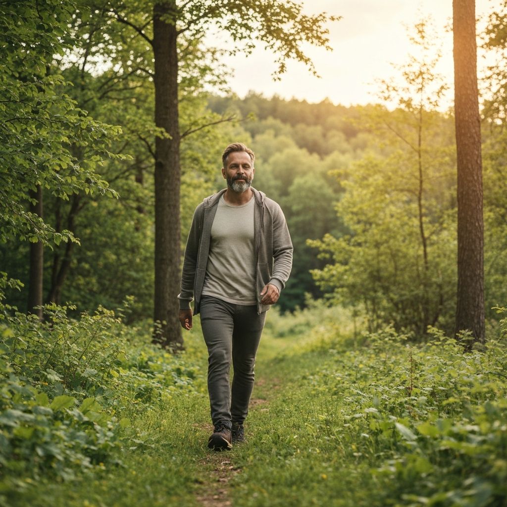 Person walking peacefully in nature
